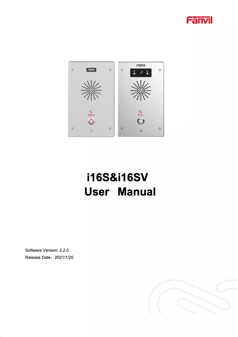 Page 1 de la notice Manuel utilisateur Fanvil i16S