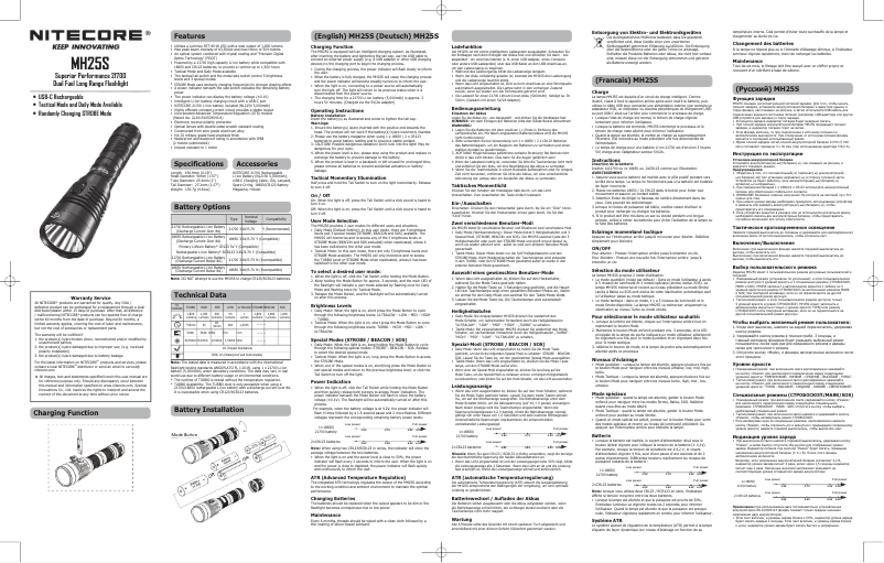 Page n°1 - Manuel utilisateur Nitecore MH25S