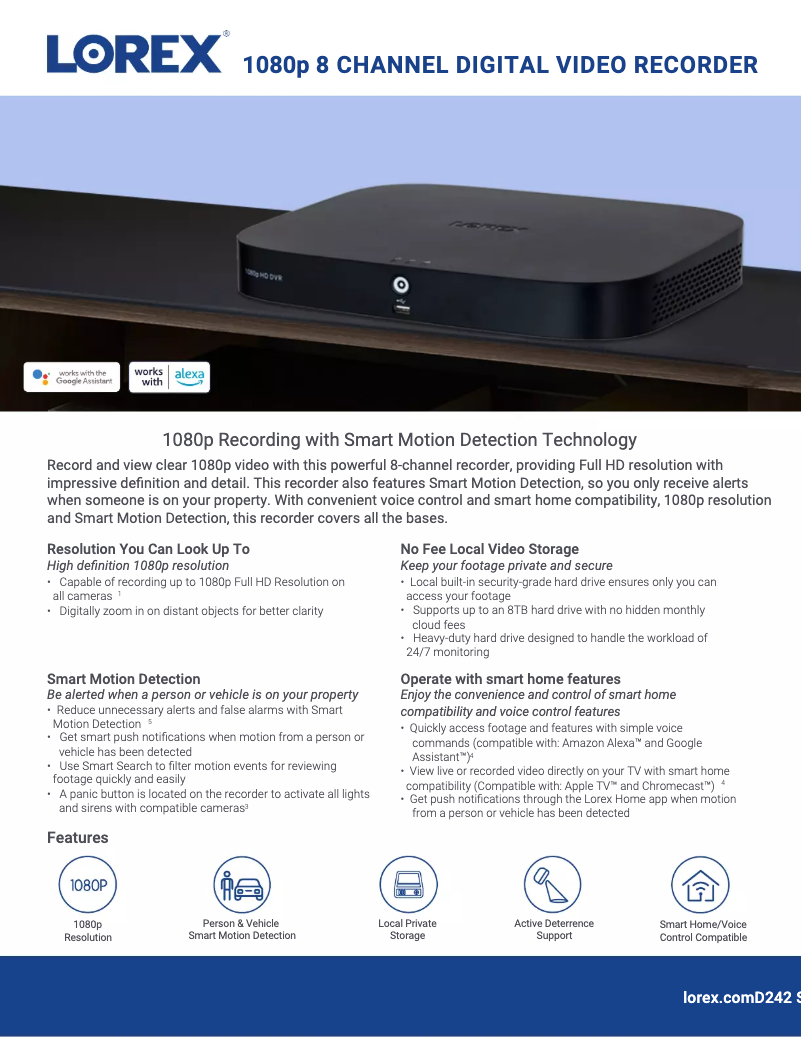 Page 1 de la notice Fiche technique Lorex LBV2531U-C4B