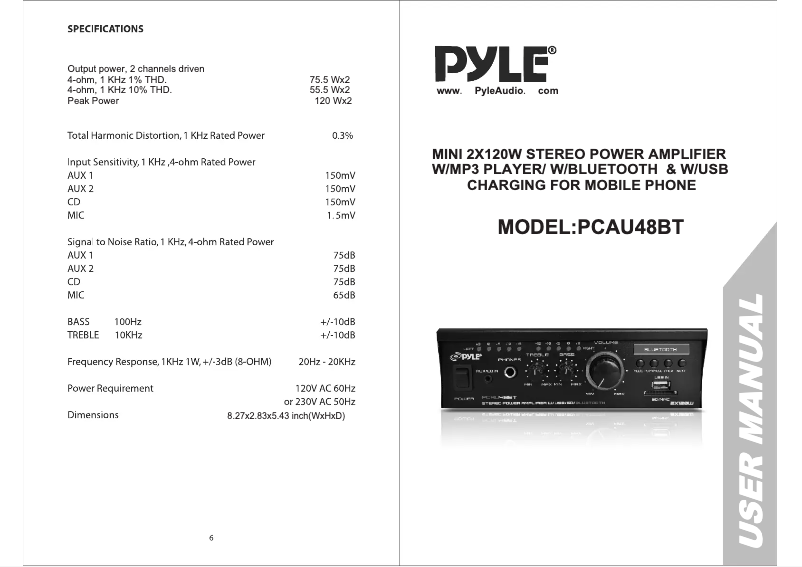Image de la première page du manuel de l'appareil PCAU48BT