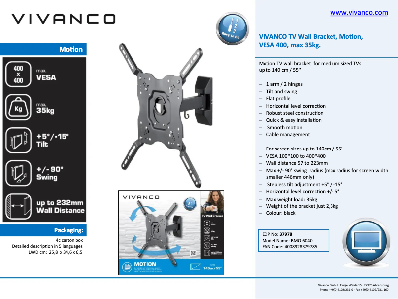 Page 1 de la notice Manuel utilisateur Vivanco BMO 6040