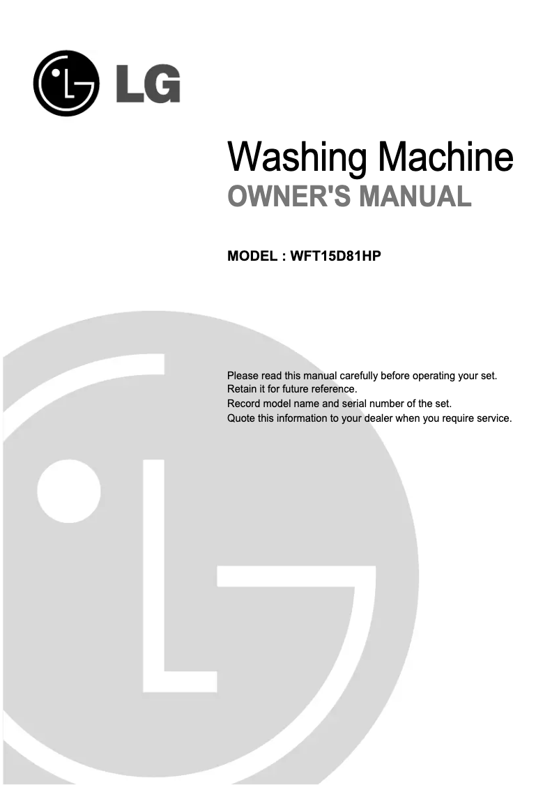 Page n°1 - Manuel utilisateur LG WFT15D81HP