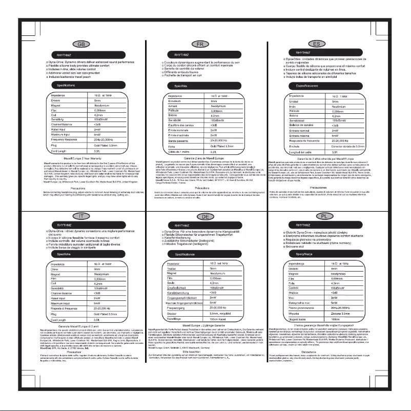 Page 1 de la notice Manuel utilisateur Maxell Rhythmz