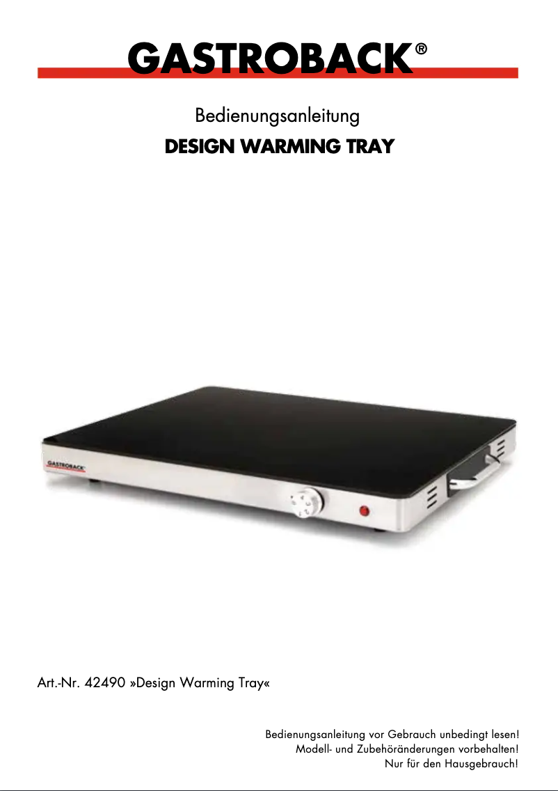 Page 1 de la notice Manuel utilisateur Gastroback Design 42491