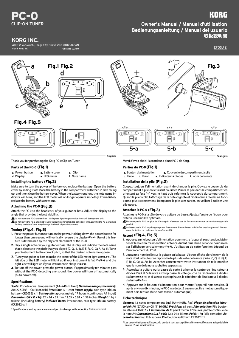 Image de la première page du manuel de l'appareil PC-0