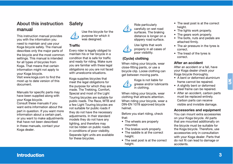 Page 1 de la notice Manuel utilisateur Koga Confidence