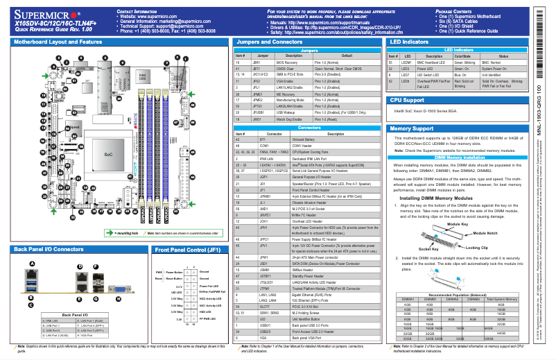 Image de la première page du manuel de l'appareil X10SDV-16C-TLN4F+