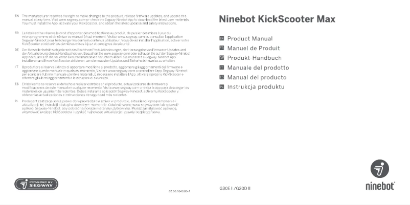 Image de la première page du manuel de l'appareil Ninebot KickScooter MAX G30D II