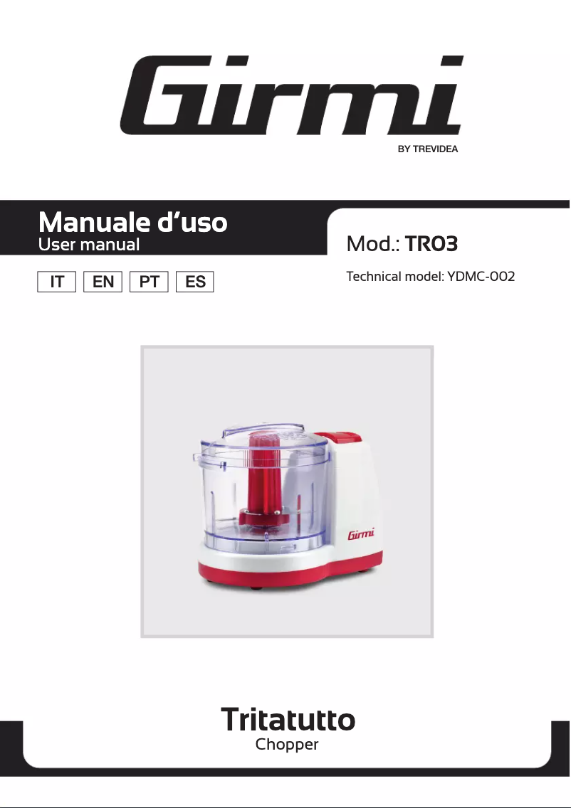 Page n°1 - Manuel utilisateur Girmi TR03