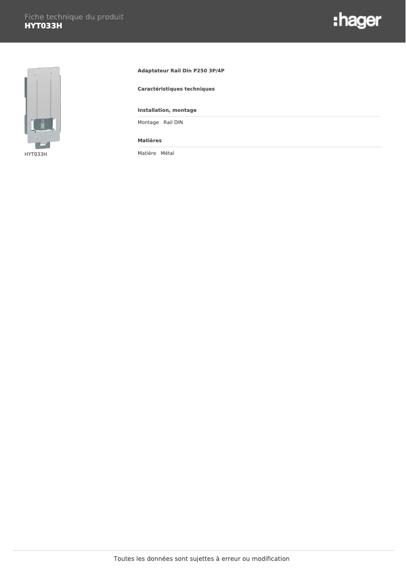 Image de la première page du manuel de l'appareil HYT033H