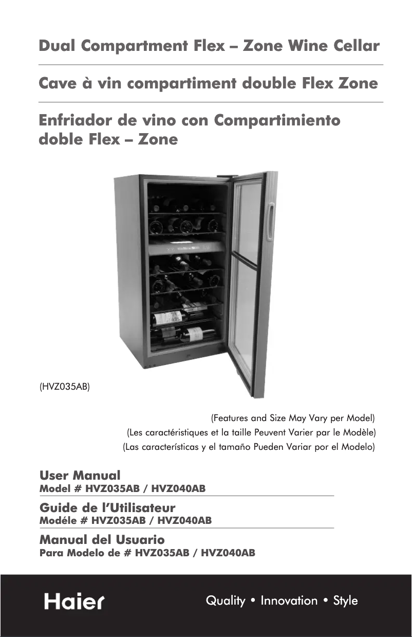 Image de la première page du manuel de l'appareil HVZ040ABH