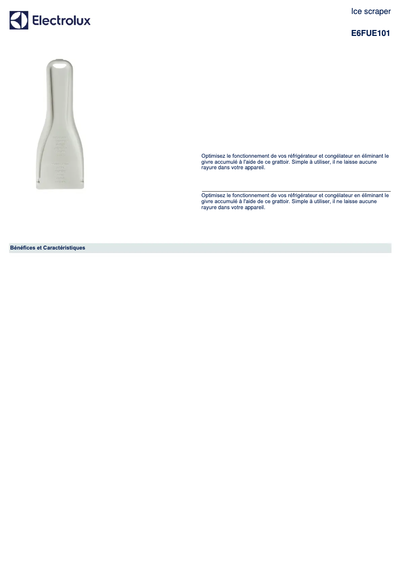 Page 1 de la notice Manuel utilisateur Electrolux E6FUE101