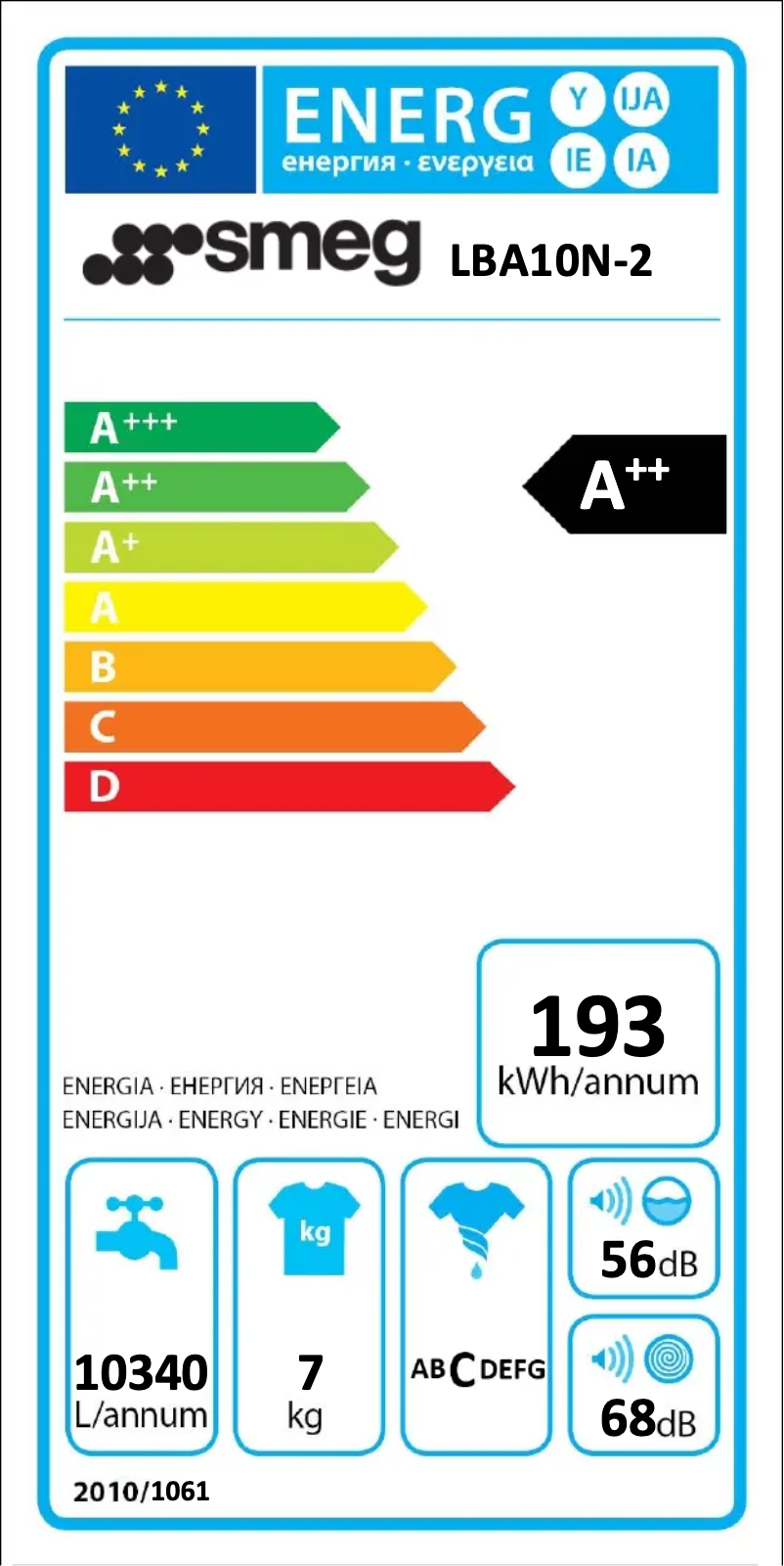 Page n°1 - Label énergétique Smeg LBA10N-2