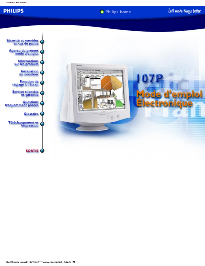 Page n°1 - Manuel utilisateur Philips 107P20