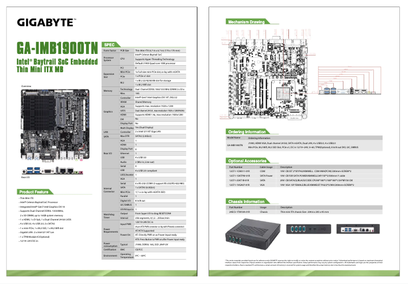 Page 1 de la notice Fiche technique Gigabyte GA-IMB1900TN