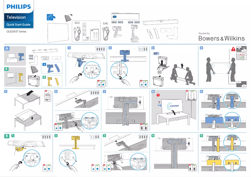 Page 1 de la notice Guide de démarrage rapide Philips 65OLED937