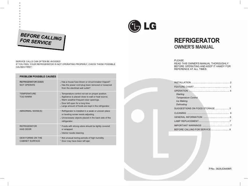 Page 1 de la notice Manuel utilisateur LG GR-051SW
