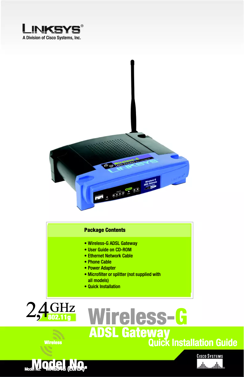 Page 1 de la notice Manuel utilisateur Linksys Wireless-G WAG54G2