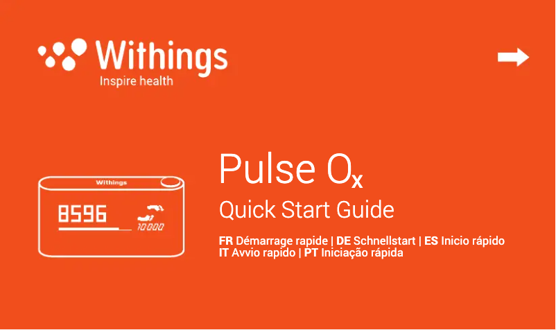 Page 1 de la notice Guide de démarrage rapide Withings Pulse Ox