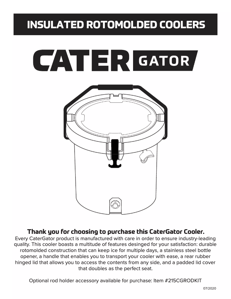 Page n°1 - Manuel utilisateur CaterGator Cooler