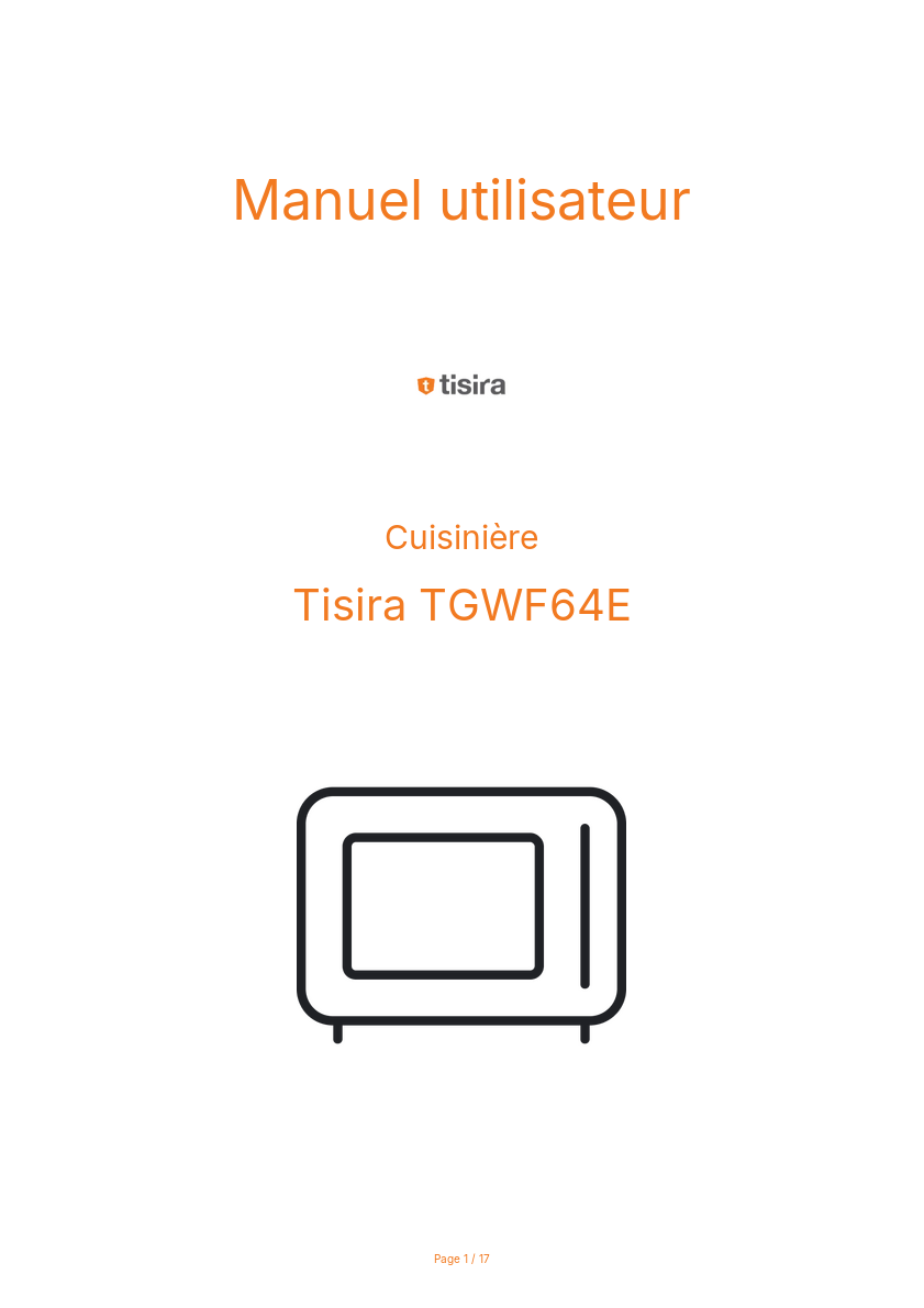 Page n°1 - Manuel utilisateur Tisira TGWF64E