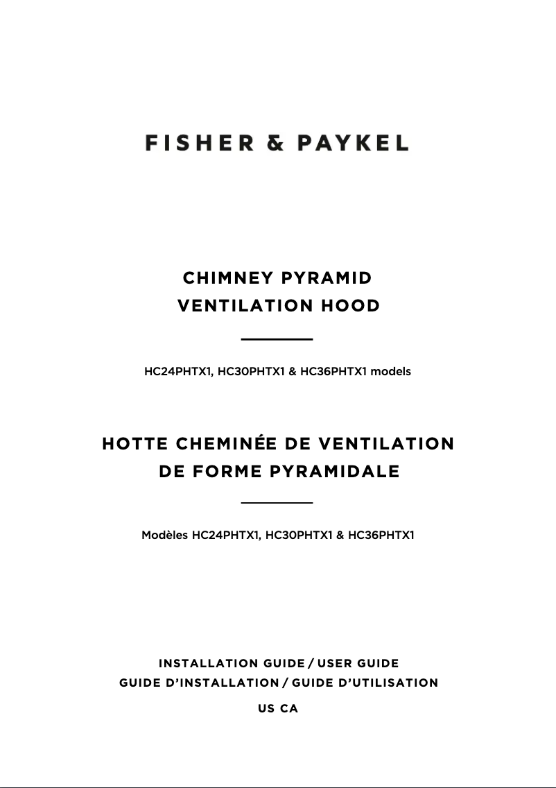 Page n°1 - Instructions / montage Fisher & Paykel HC24PHTX1 N