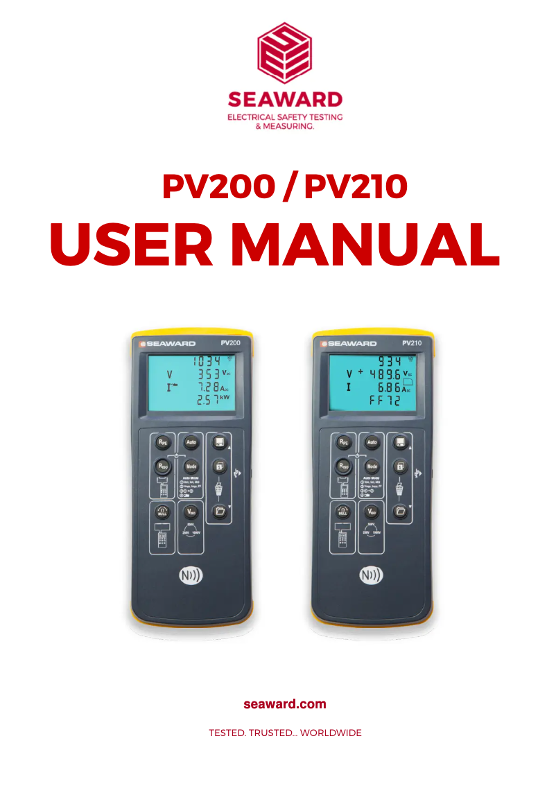 Page 1 de la notice Manuel utilisateur Seaward PV200