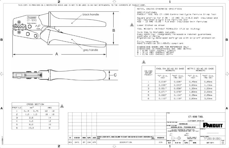 Page n°1 - Dessin technique Panduit CT-1090