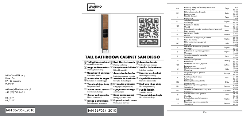 Image de la première page du manuel de l'appareil IAN 367054