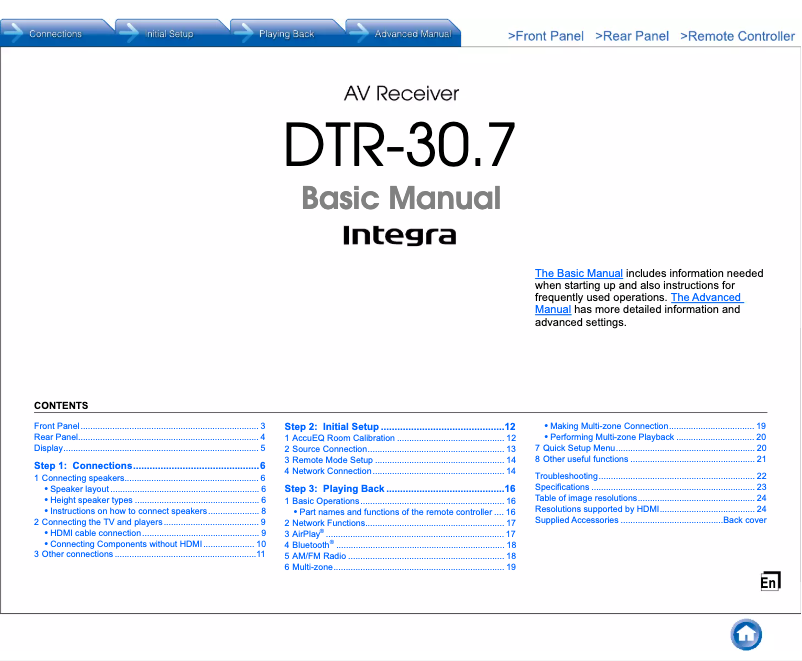 Image de la première page du manuel de l'appareil DTR-30.7