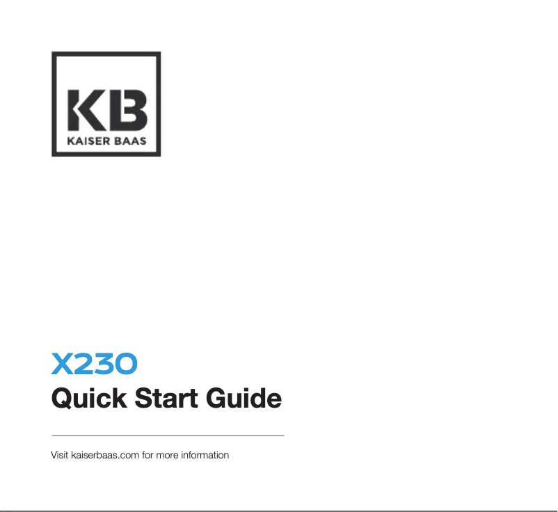 Page 1 de la notice Manuel utilisateur Kaiser Baas X230