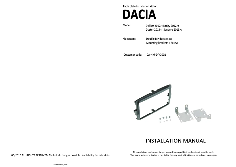 Page n°1 - Manuel utilisateur Pioneer CA-HM-DAC.002