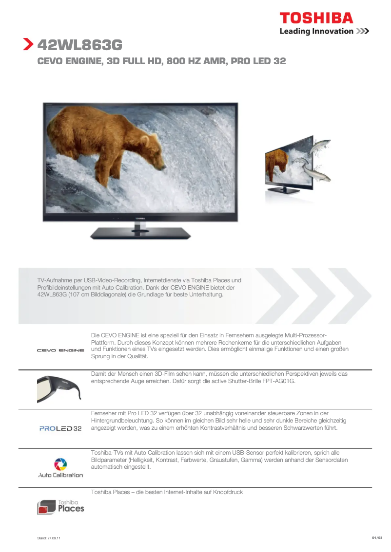 Página 1 del manual Manual de usuario Toshiba 42WL863G