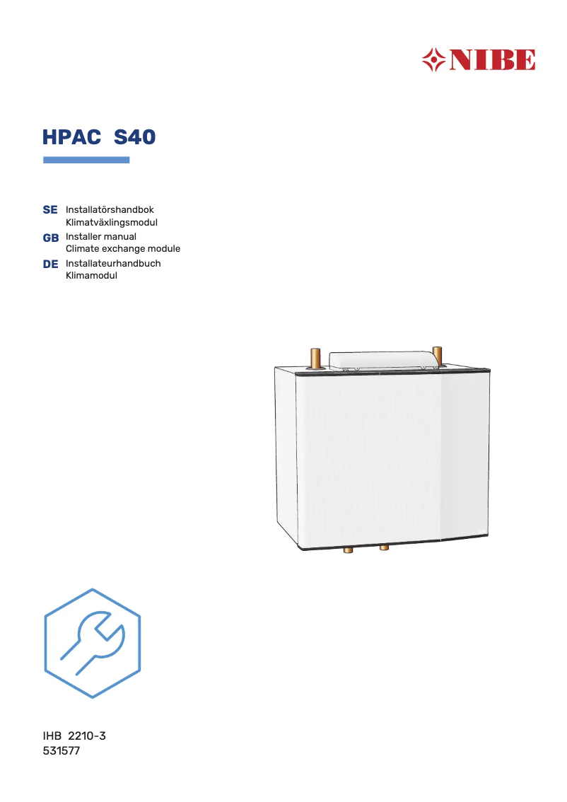 Image de la première page du manuel de l'appareil HPAC S40