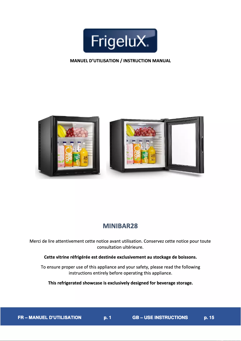 Image de la première page du manuel de l'appareil MINIBAR28