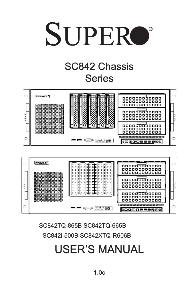 Page 1 de la notice Manuel utilisateur Supermicro SuperChassis 842TQ-865B