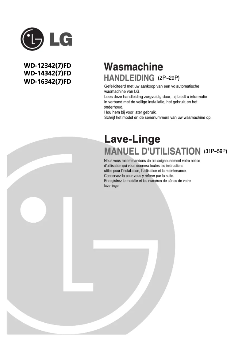 Page 1 de la notice Manuel utilisateur LG WD-14331FDK