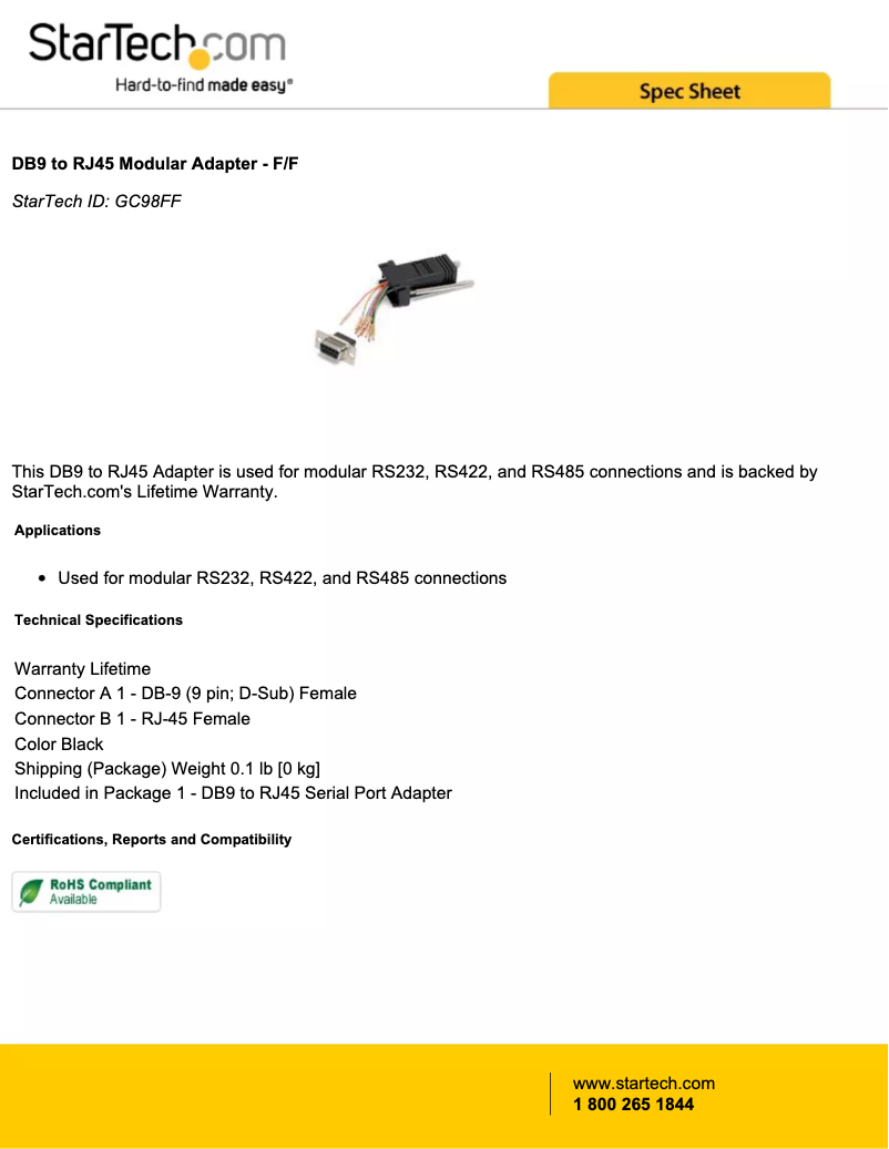 Page n°1 - Brochure StarTech.com GC98FF