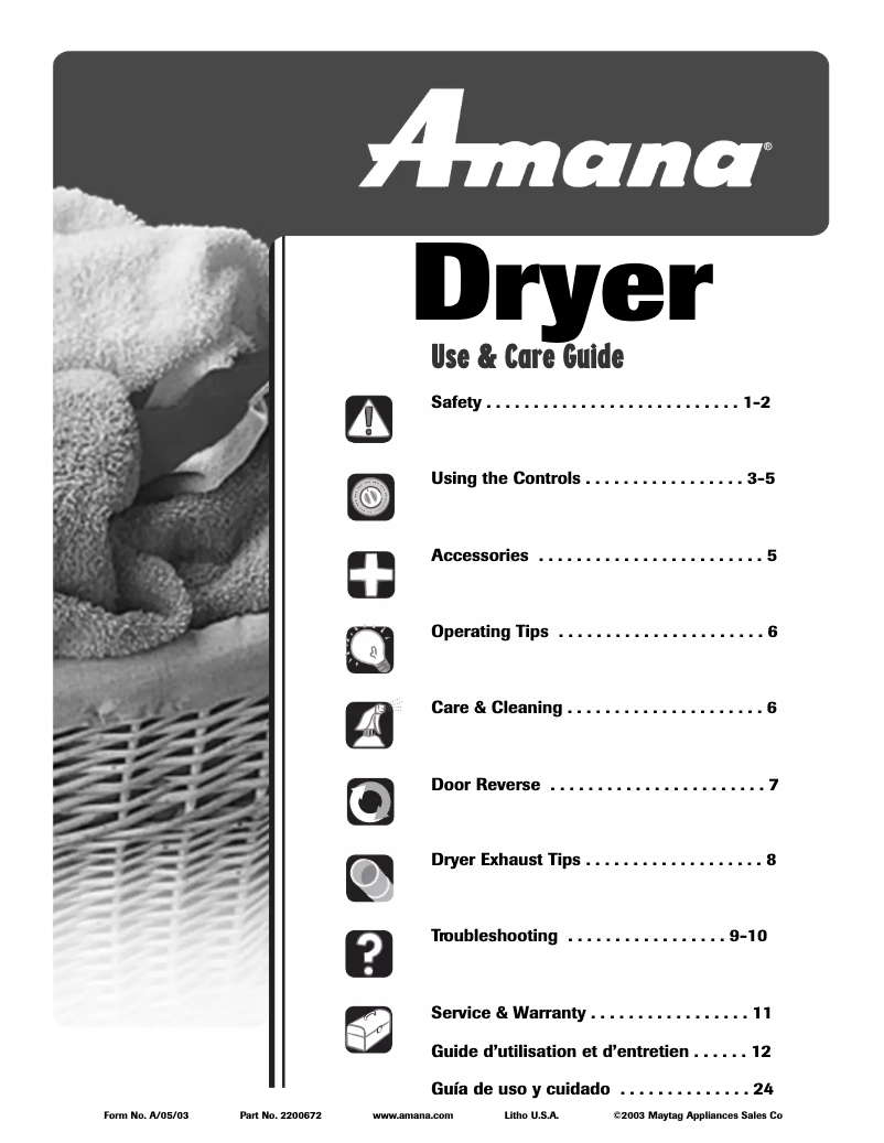 Page n°1 - Manuel utilisateur Amana NDG2330AWW