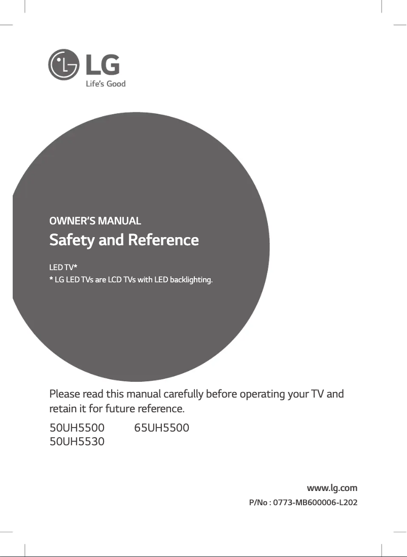 Page 1 de la notice Manuel utilisateur LG 50UH5530