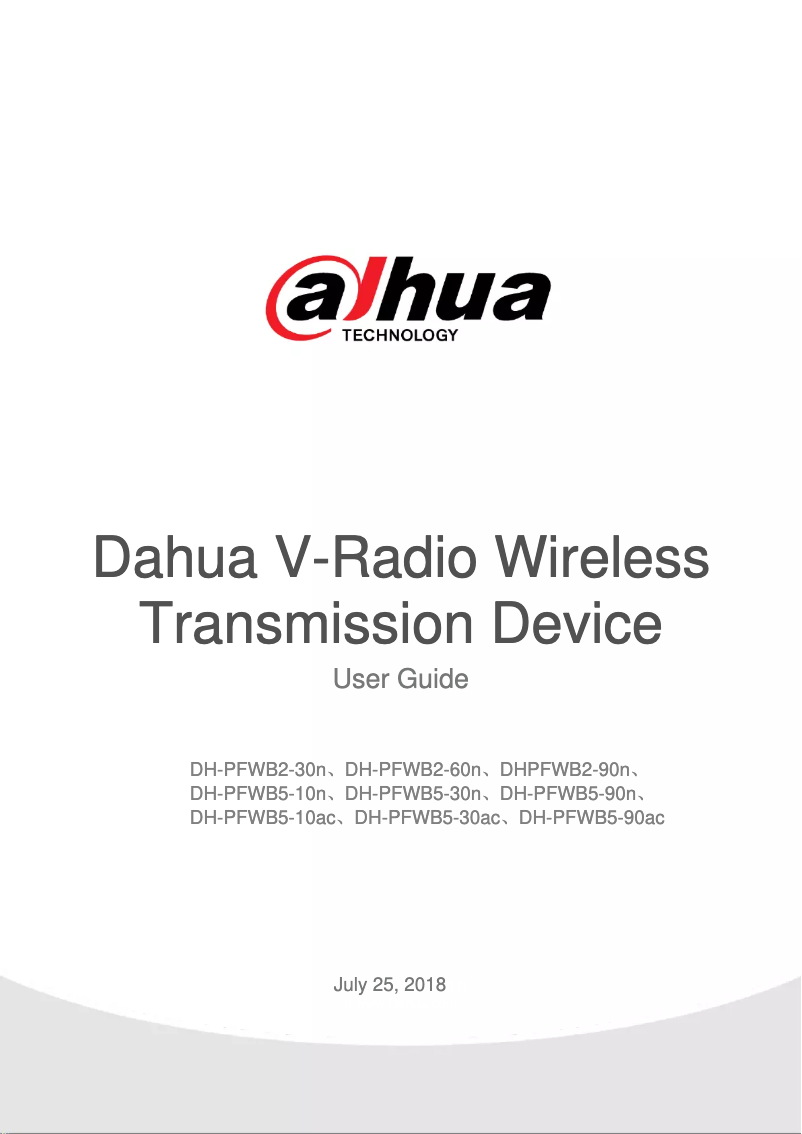 Page 1 de la notice Manuel utilisateur Dahua Technology PFWB2-30n