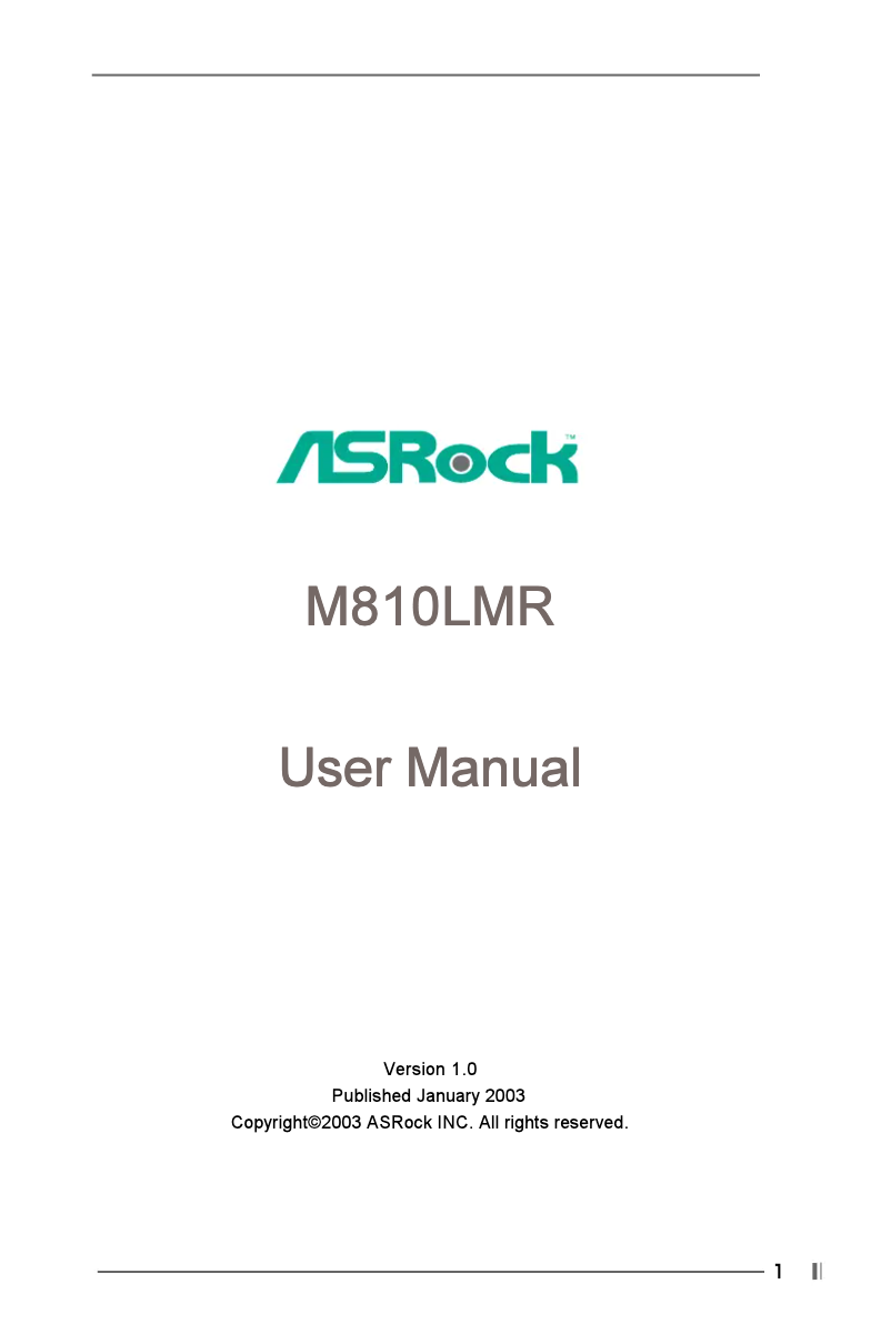 Page n°1 - Manuel utilisateur Asrock M810LMR