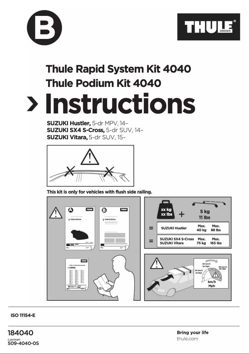 Page 1 de la notice Manuel utilisateur Thule Kit 184040