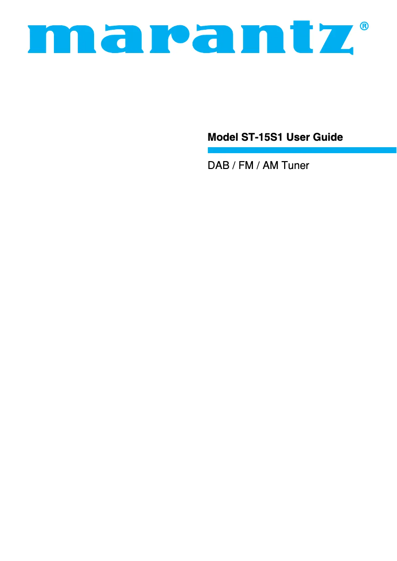 Page 1 de la notice Manuel utilisateur Marantz ST-15S1