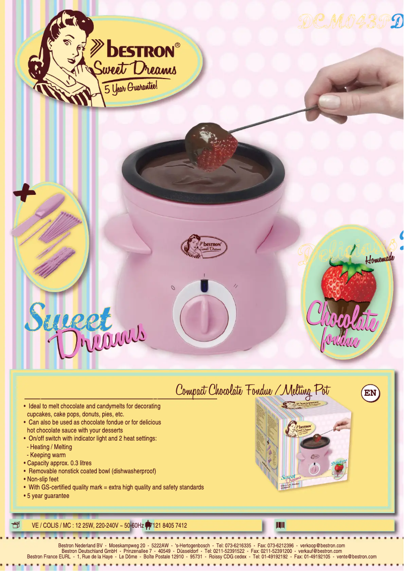 Page 1 de la notice Fiche technique Bestron Sweet Dreams DCM043