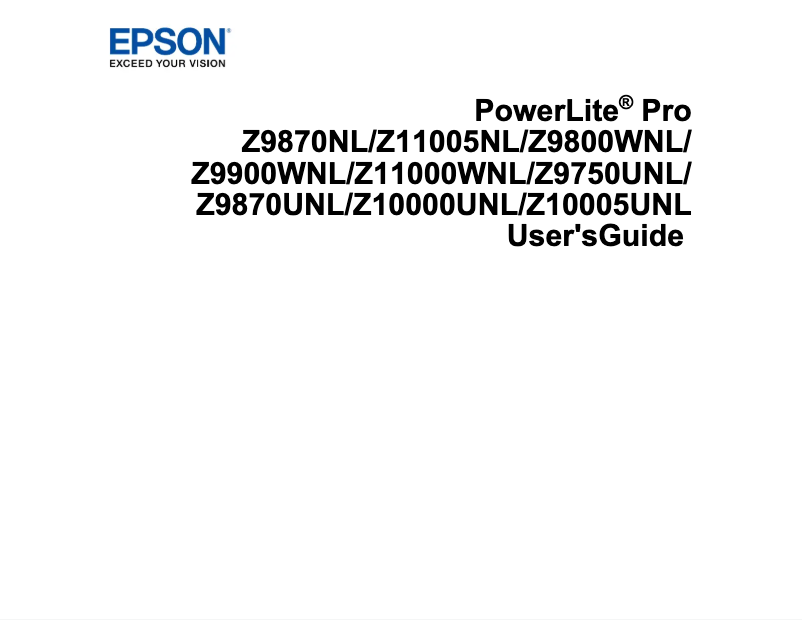 Imagen de la primera página del manual del dispositivo PowerLite Pro Z9900W