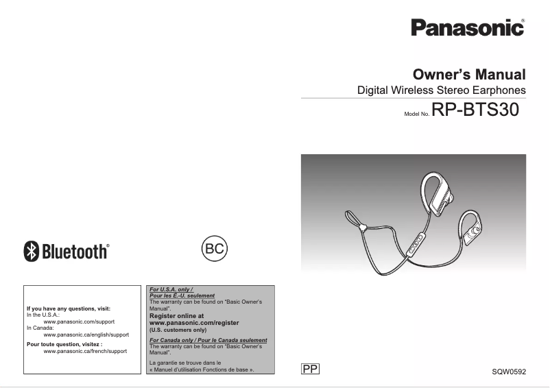 Page n°1 - Manuel utilisateur Panasonic RP-BTS30
