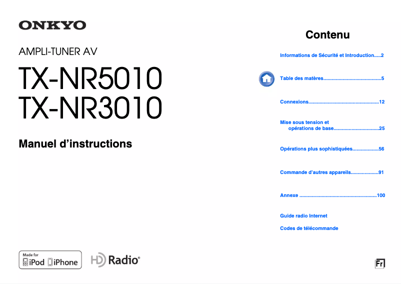 Page 1 de la notice Manuel utilisateur Onkyo TX-NR5010