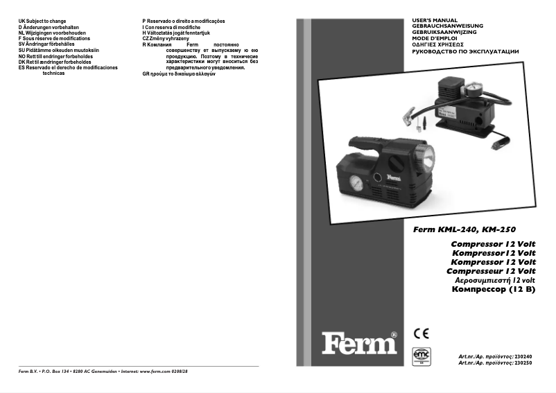 Page 1 de la notice Manuel utilisateur Ferm MCM1001 KML-240