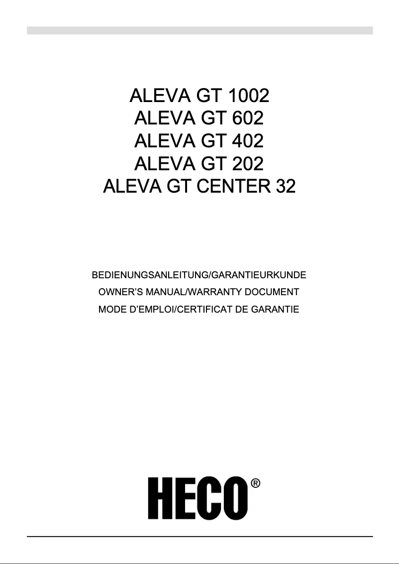 Page n°1 - Mode d'emploi Heco Aleva GT 1002